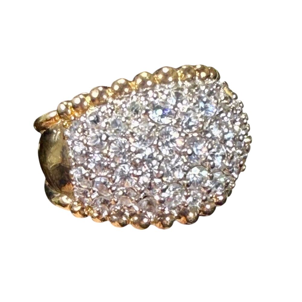 White Gold over Sterling Silver Multi Stone Pave CZ Ring size 7.75 9.4 grams